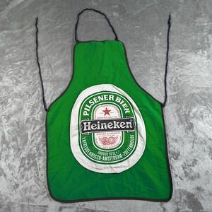 Vintage Heineken Beer Apron Green Pilsner Logo Promo BBQ Grilling USA Cooking